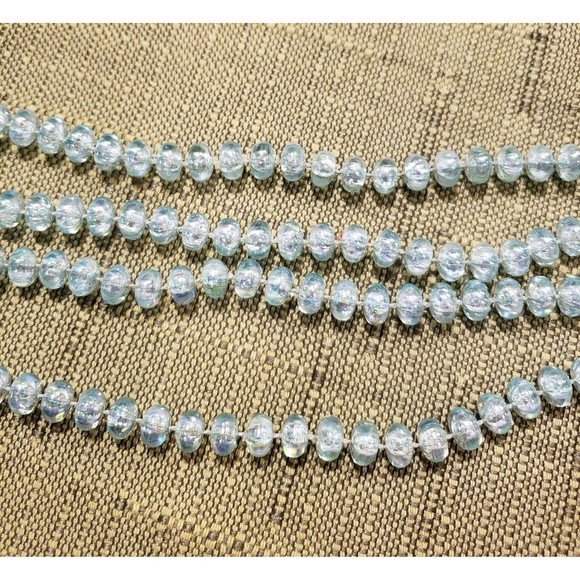 Vtg Unsigned 59" Long Strand Faux Iridescent Blue Bead Necklace 2 or 3 Strand - Picture 7 of 8